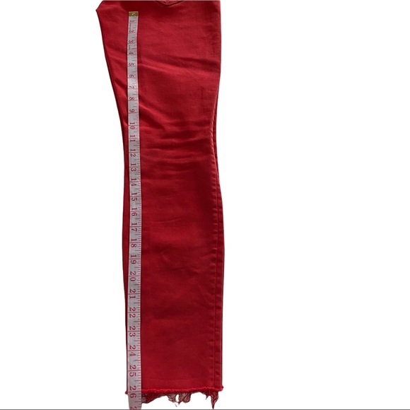 Mother USA Looker Ankle Fray Blowout Red Wash Denim Mid-Rise Raw Hem Jean 25x26 - Picture 10 of 15